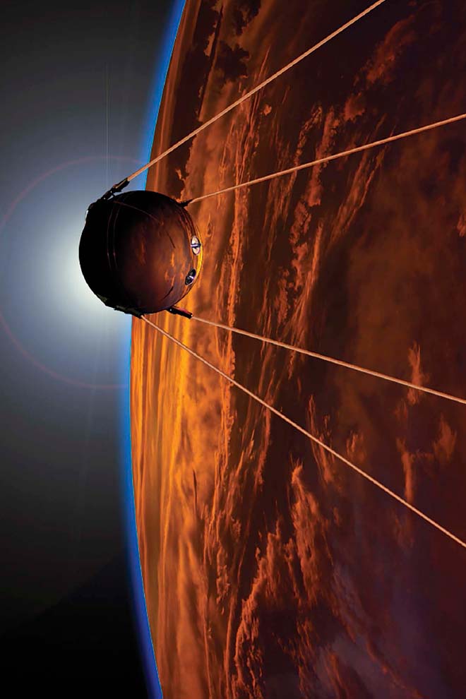 An artists rendering shows Sputnik in orbit around Earth Sputnik I was - photo 2
