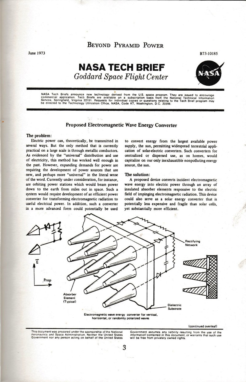 A portion of the NASA Tech Brief on the Electro-Magnetic Wave Converter and a - photo 2