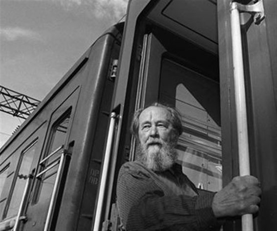 Aleksandr Solzhenitsyn Russian writer and Nobel prize winner looks out from a - photo 2