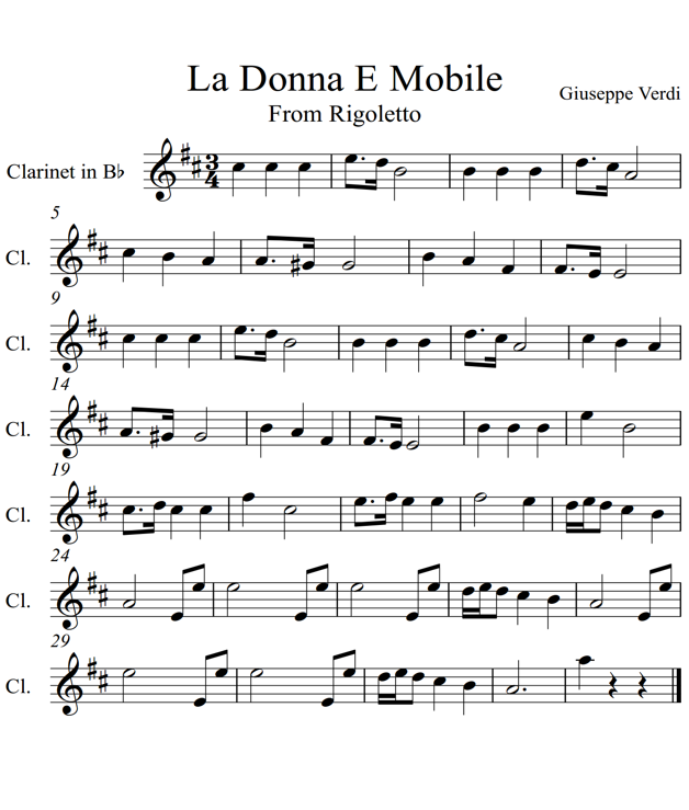 La Donna E Mobile Clarinet Piano - photo 5