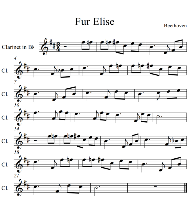 Fur Elise Clarinet Piano - photo 1