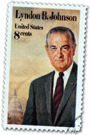 This stamp shows an image of US President Lyndon Johnson Three other US - photo 8