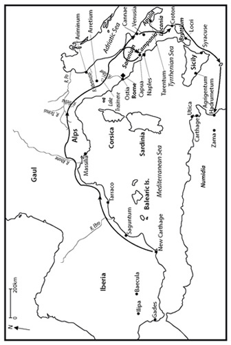 The western Mediterranean in the time of the Hannibalic War The arrow marks - photo 2