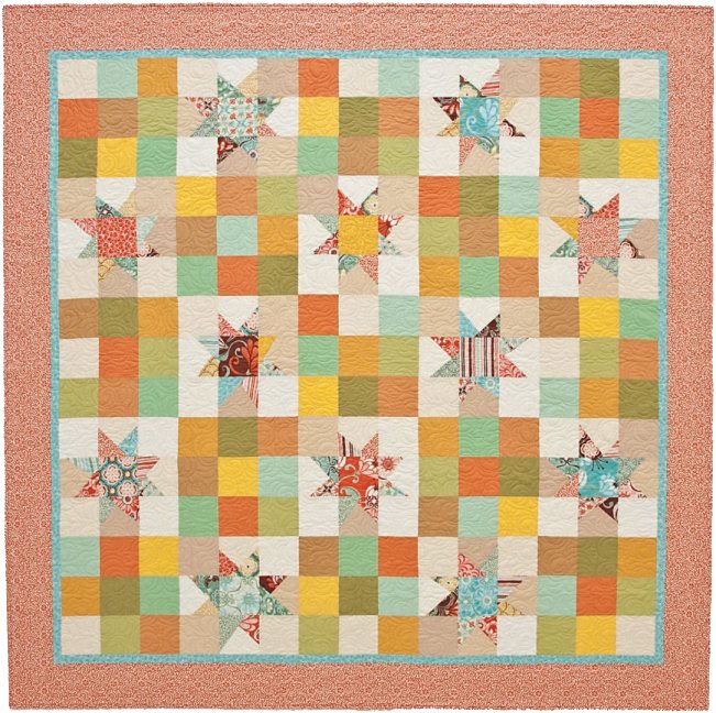 Bright stars twinkle among colorful nine-patch squares in this fun summery - photo 1