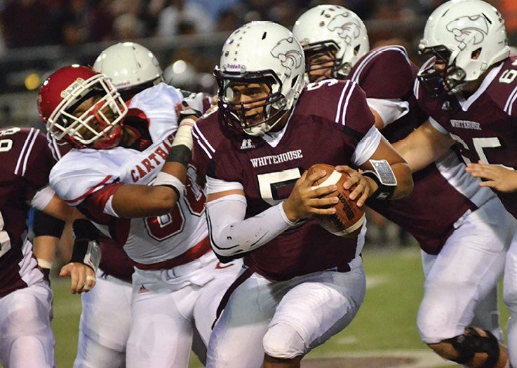 Whitehouse High School quarterback Patrick Mahomes scrambles against the - photo 4