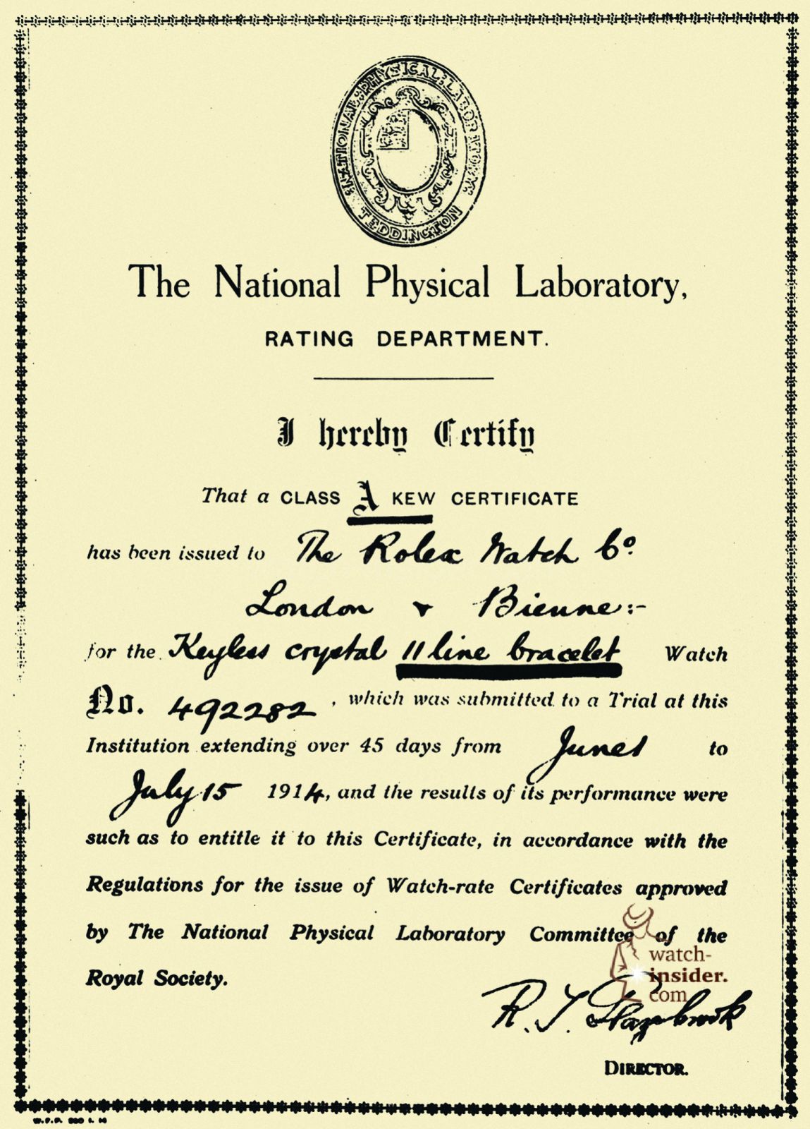 Rolexs Kew Observatory Certificate from 1914 The 1914 Kew-certified Rolex - photo 6