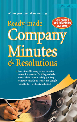 H.M. Williams Chartered Accountants - Ready-Made Company Minutes & Resolutions: What every busy company secretary or company record-keeper needs