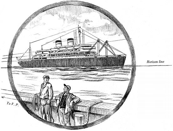 The ocean liner is placed directly on the horizon line Perspective lines drawn - photo 23