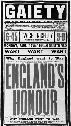 Playbill from the Gaiety Theatre advertising a war news film August 1914 - photo 5