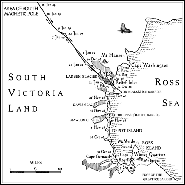 A map of the Ross Sea coastline showing the sledge journey of Edgeworth David - photo 3