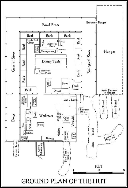 The cramped expedition quarters are starkly revealed by this plan of the hut - photo 4