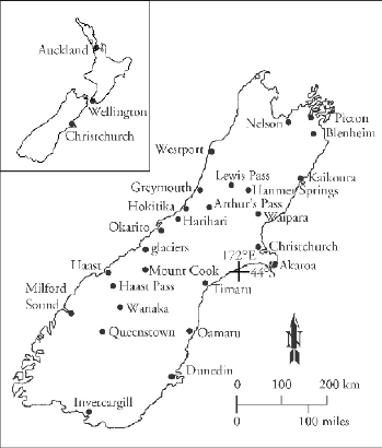 Map of the South Island tour locations Inset shows North and South Islands and - photo 3