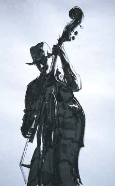 The Bass Fiddle India ink brush and oil pastel on white artists vellum 22 17 - photo 5