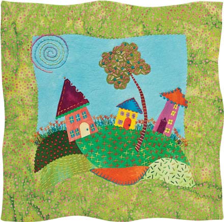 NICE NEIGHBORHOOD 2 14 14 after stitching by Laura Wasilowski One - photo 4