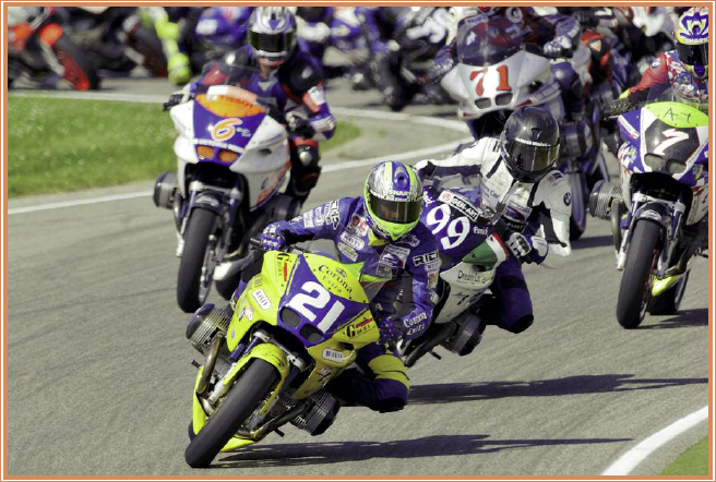 Plastic or leather pads called sliders protect a riders knees when cornering - photo 16