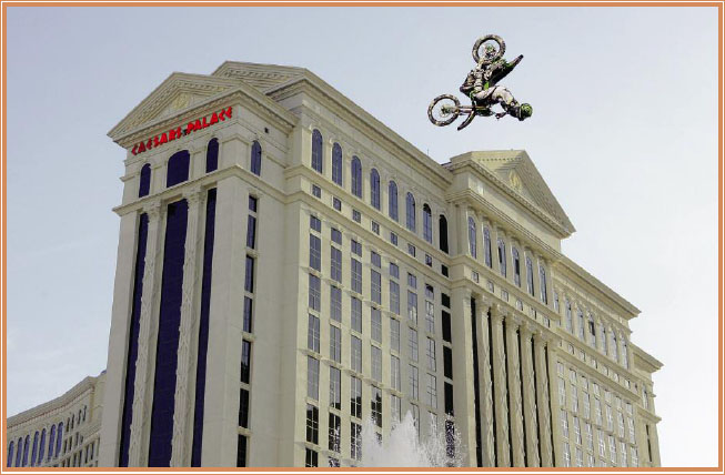 Mike Metzger flips over the fountains at Caesars Palace in Las Vegas Tricks - photo 13