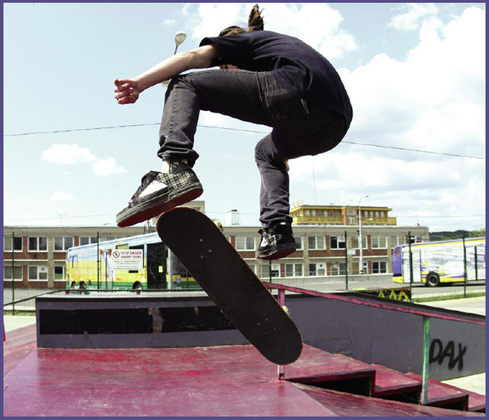 This rider is doing a kickflip in midair Skateboarders love to grind down - photo 10