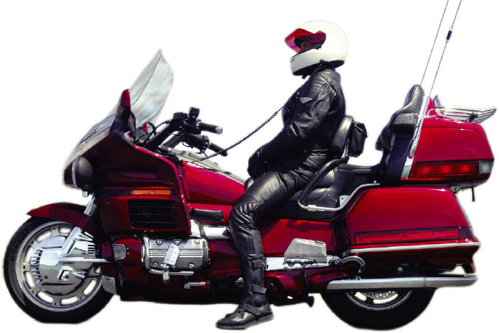 A touring motorcyclist is dressed from head to toe in protective gear - photo 6