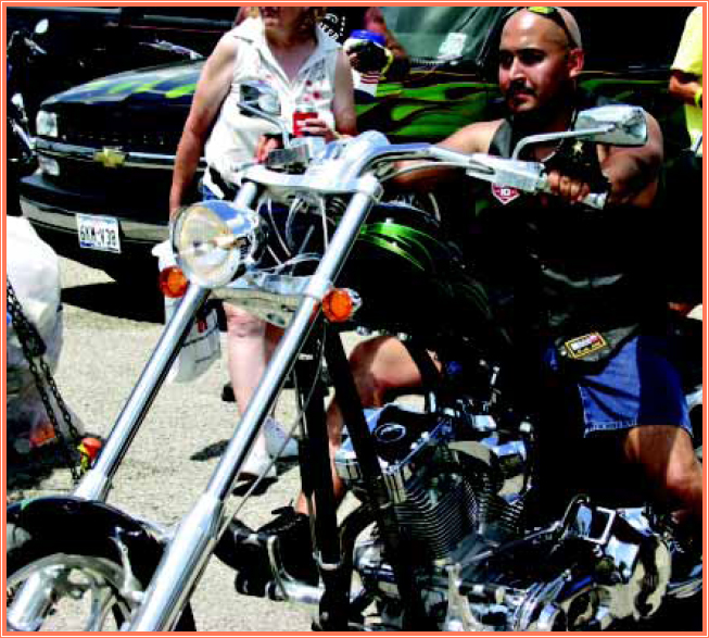 An American-style chopper with an extended fork and high handlebars THE SKY IS - photo 7