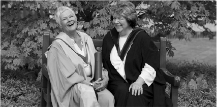 Dame Judi Dench with Professor June Andrews Iris Murdoch Centre July 2013 - photo 2