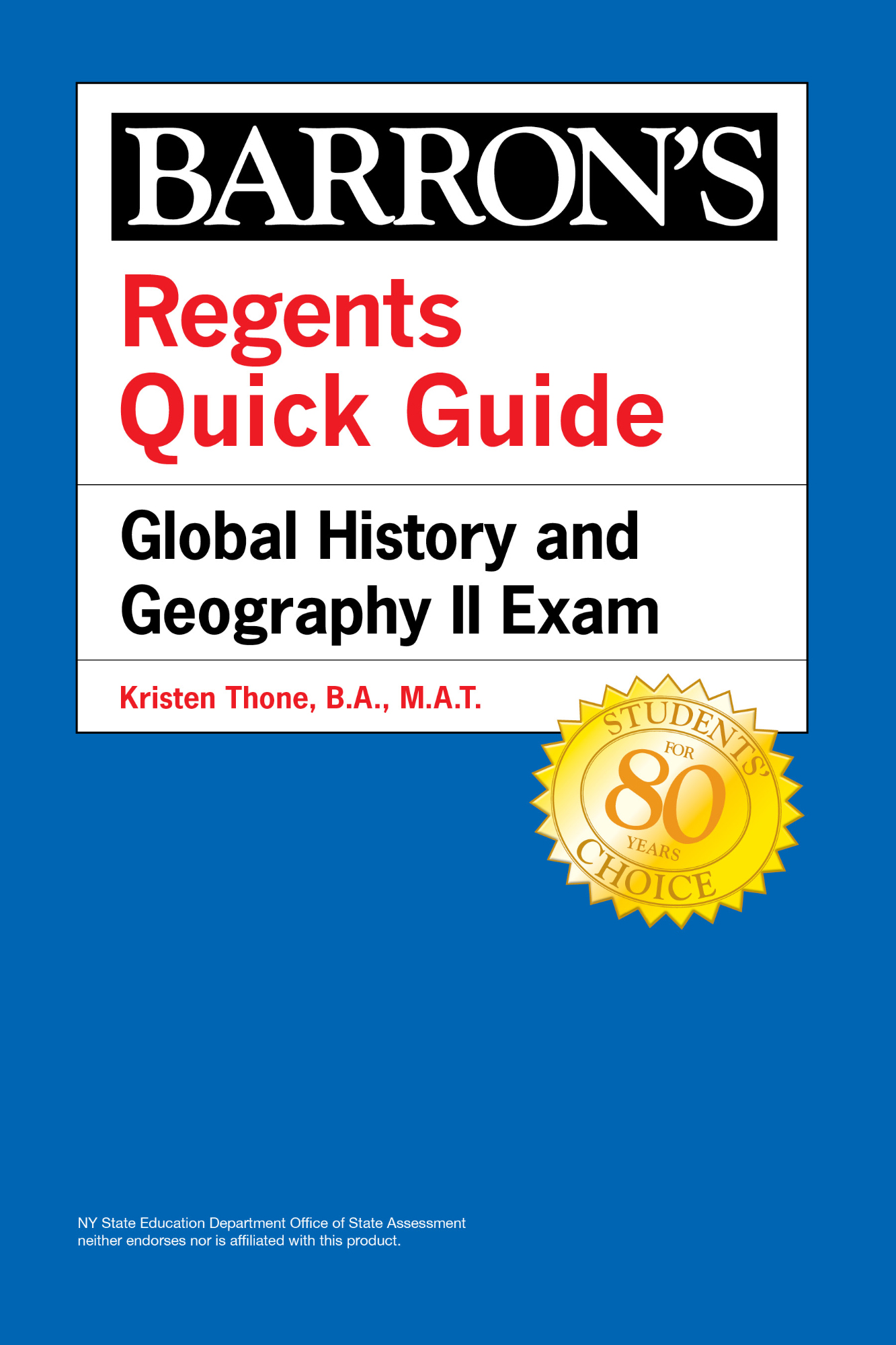 BARRONS Regents Quick Guide Global History and Geography II Exam KRISTEN - photo 1