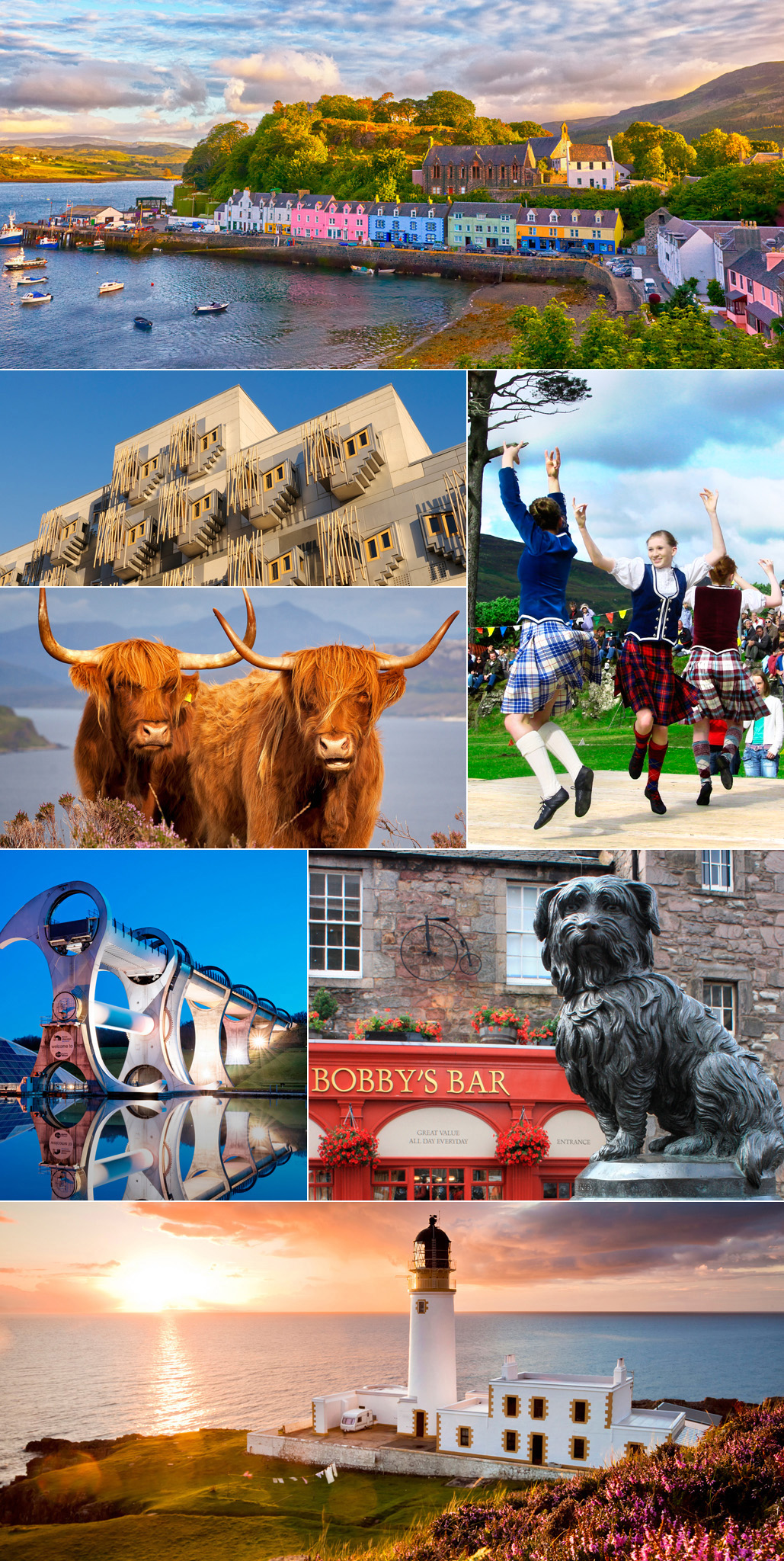 Clockwise from top Portree harbour in Skye Scottish dancers Greyfriars - photo 2