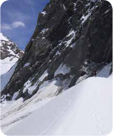 Traversing the avalanche and rockfall-prone slopes under the Anzac Peaks I am - photo 12