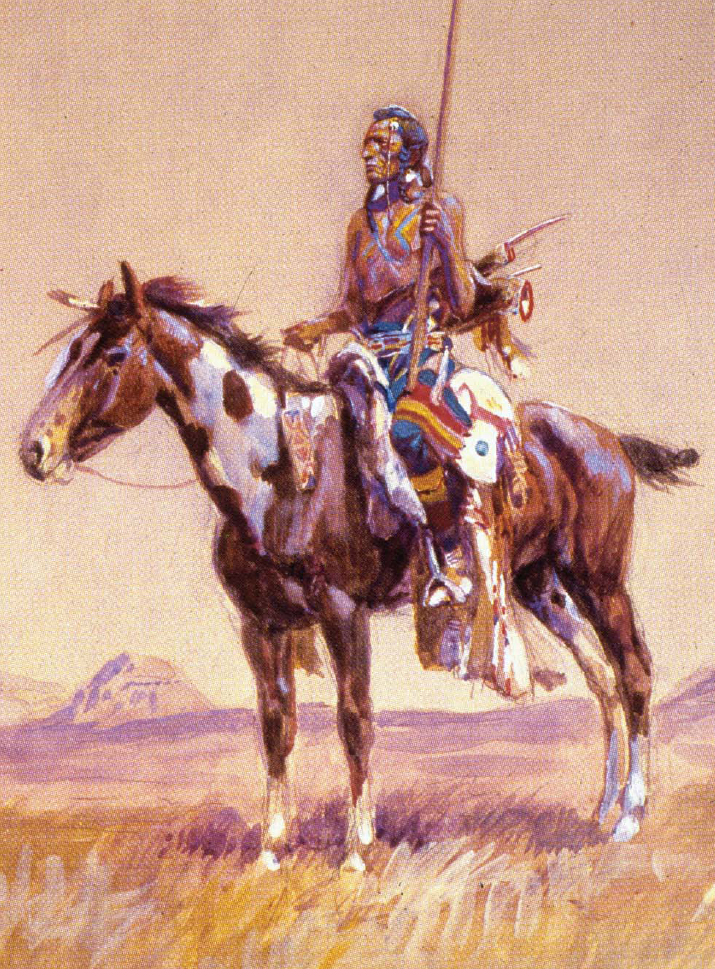 A Native American gazes over the plains from the back of his mount Horses and - photo 5