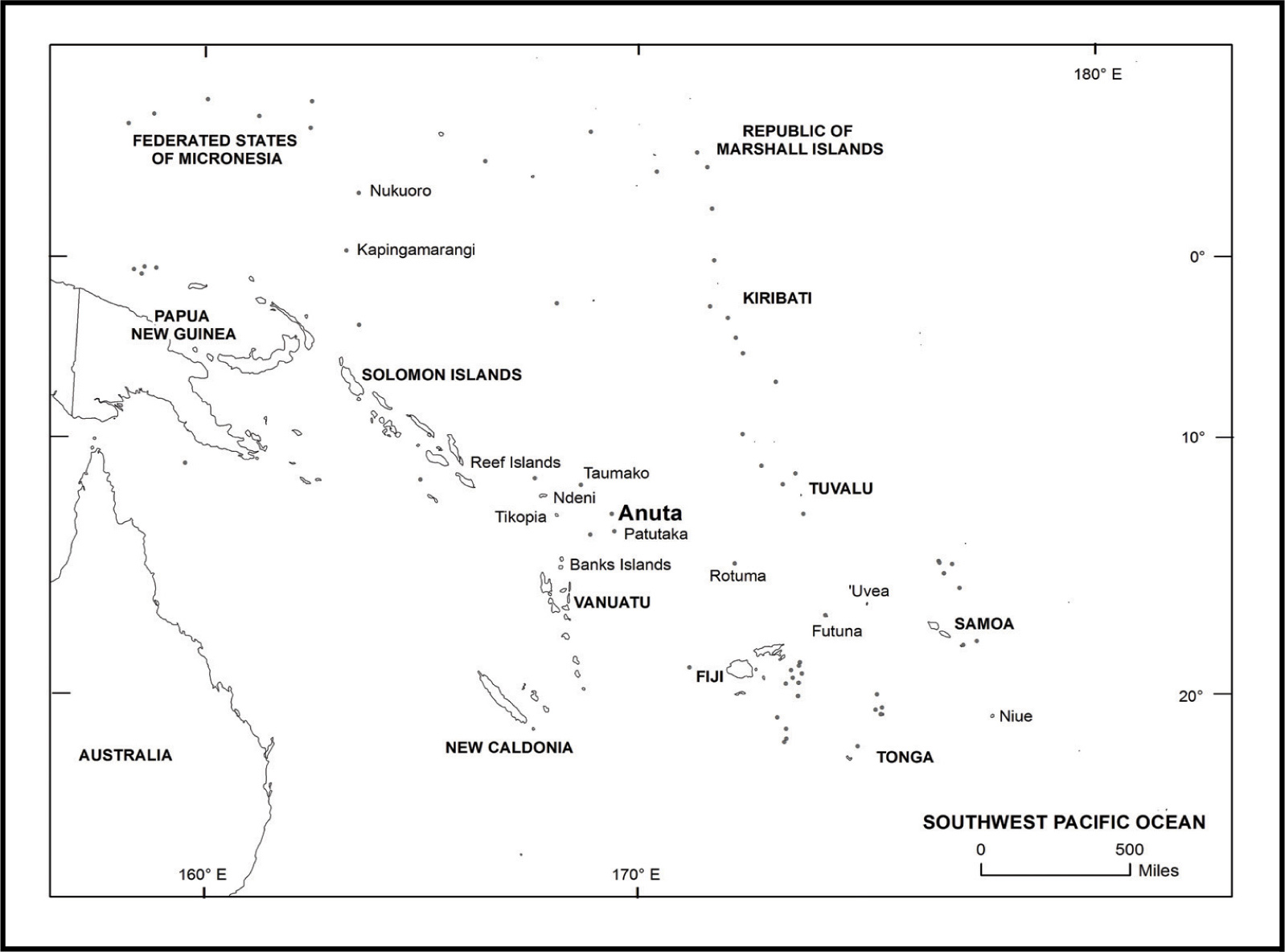 Map of Central Pacific Ocean showing relationship of Anuta to other islands - photo 2