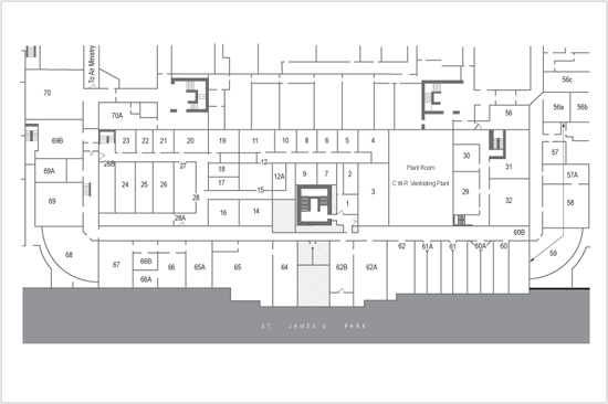 Plan of the Cabinet War Rooms basement circa 1944 1 Admiralty 2 War - photo 4