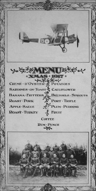 This is the menu for the officers mess No 9 Squadron Royal Flying Corps - photo 1