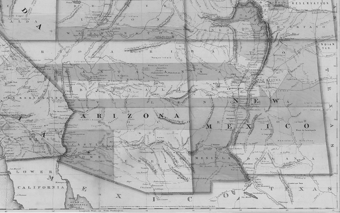 1864 map of New Mexico and Arizona shows the long narrow strip that - photo 4