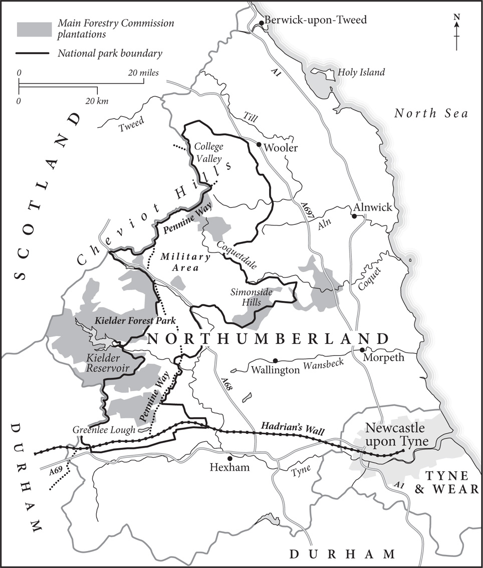 Map of Northumberland showing the boundaries of Northumberland National Park - photo 5