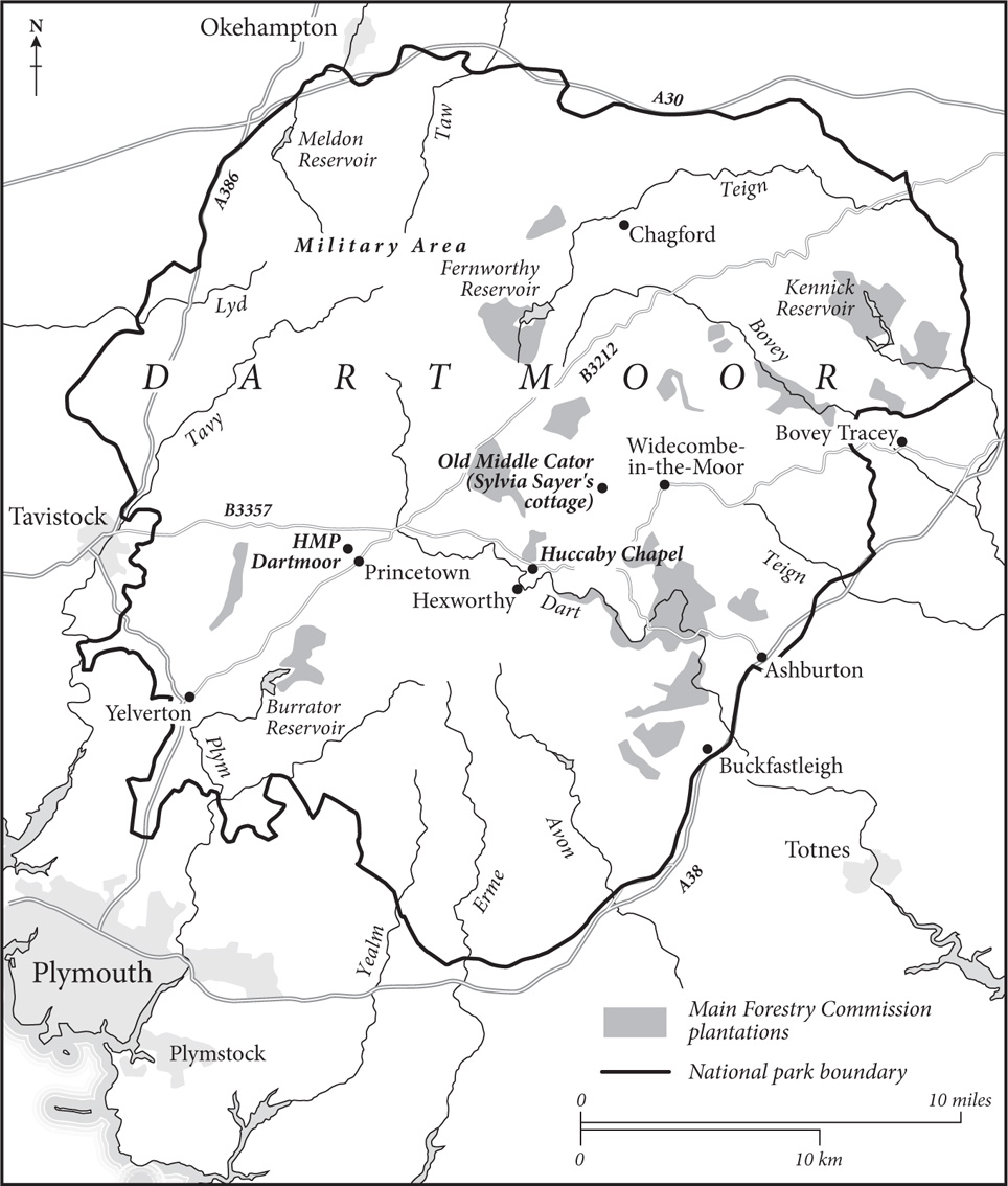 Map showing the boundaries of Dartmoor National Park and some of the key - photo 6