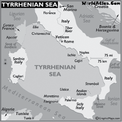 The Tyrrhenian Sea fills the volcanic basin from Sicily to Sardinia and to the - photo 2