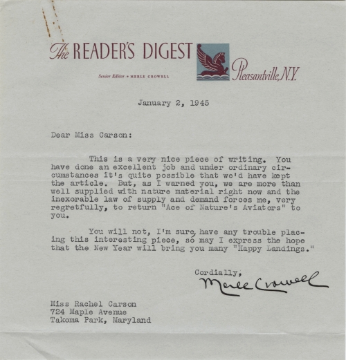 A letter from the senior editor of Readers Digest declining an article Carson - photo 4