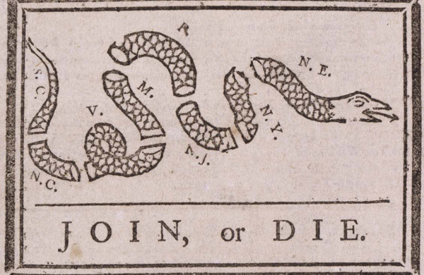 This political cartoon was published by Benjamin Franklin in 1754 in his - photo 7