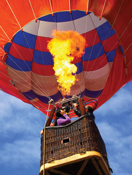 The pilot feeds fuel to the burner which lifts the hot air balloon off the - photo 13