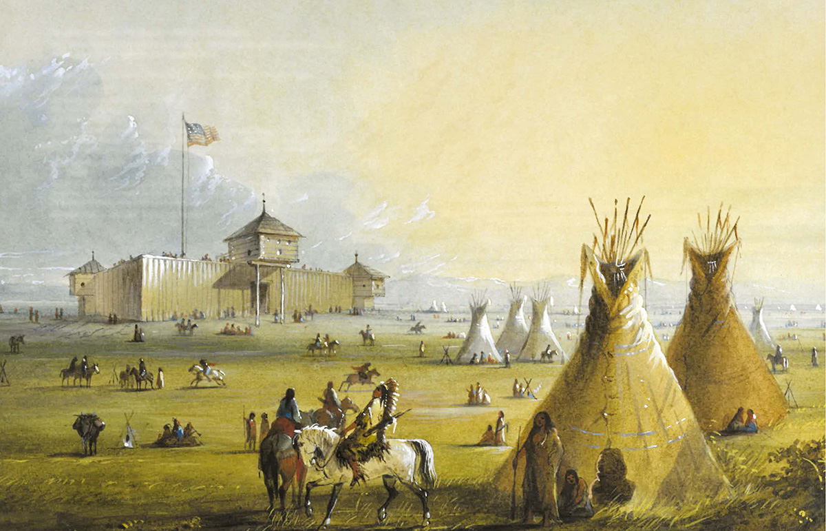 Fort Laramie circa 1840 by Alfred Jacob Miller shows the fort and a nearby - photo 6