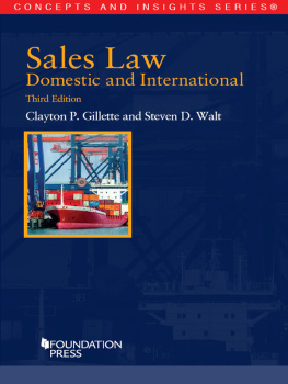 Clayton Gillette - Sales Law, Domestic and International