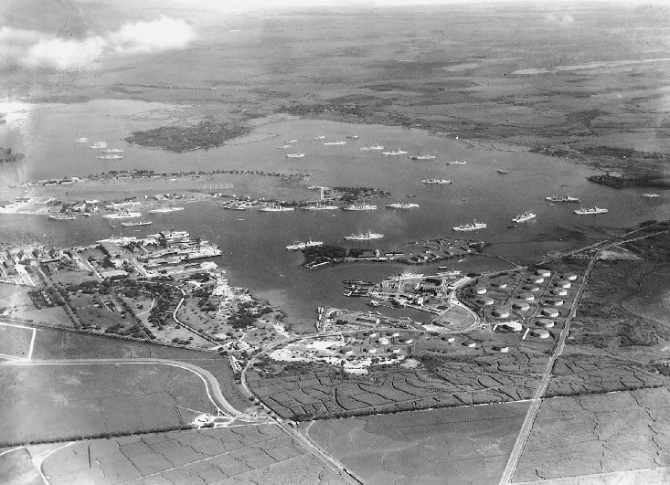 Aerial shot of eet anchored in Pearl Harbor altitude 4000 looking - photo 3