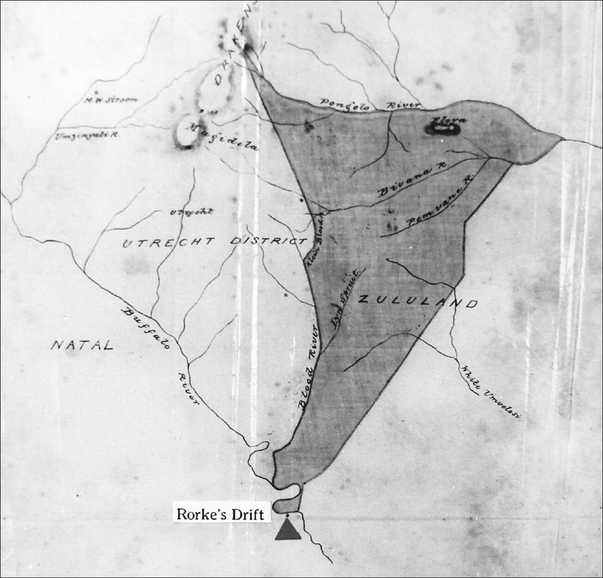 The location of Rorkes Drift showing the disputed territory that led to the - photo 4