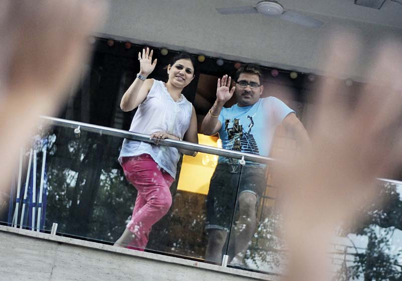 Mum and Dad wave goodbye as Diya and I set off for school Indian breakfasts - photo 6