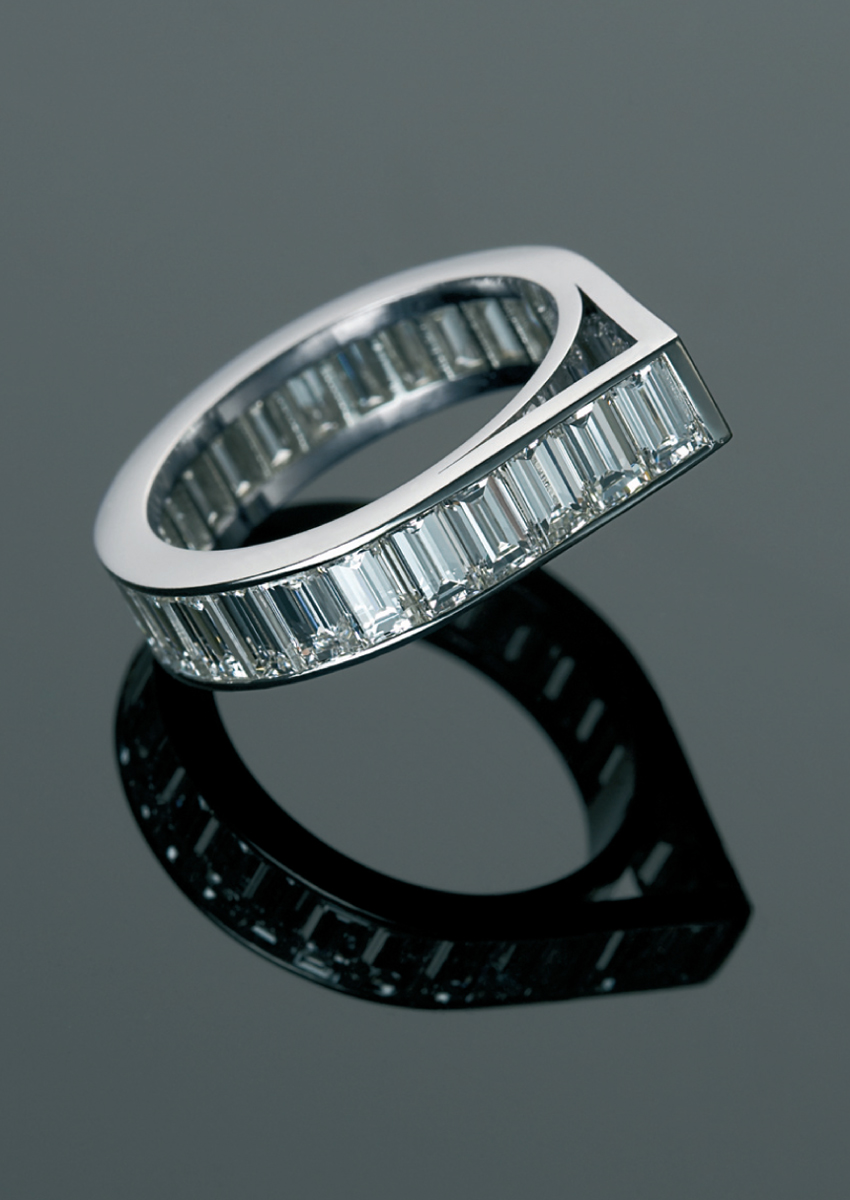 Sonia Cheadle 90 Degrees of Eternity Platinum ring with channel-set diamonds - photo 5