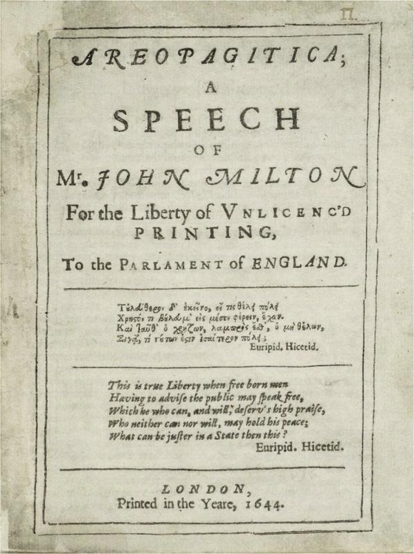 The title page of Areopagitica 1644 To Milton the book was sacred as it - photo 3