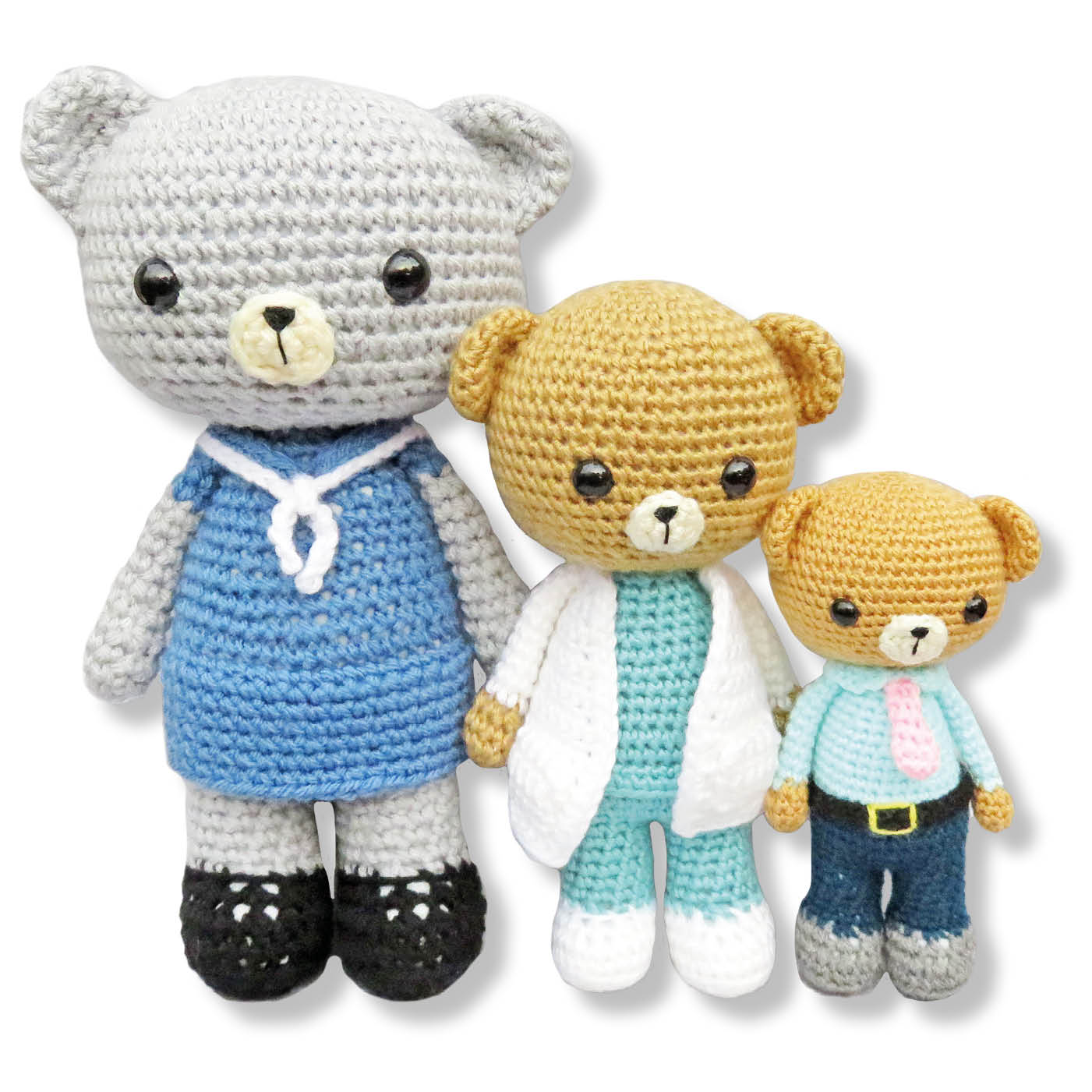 Three sizes the large teddy bear is made with Chunky yarn and a 5 mm hook the - photo 3