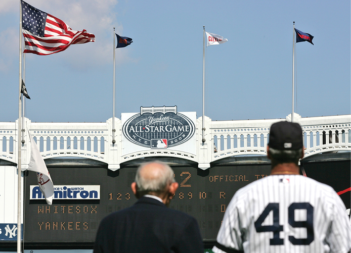 Yogi Berra and Ron Guidry watch together as the All-Star Game logo is unveiled - photo 6