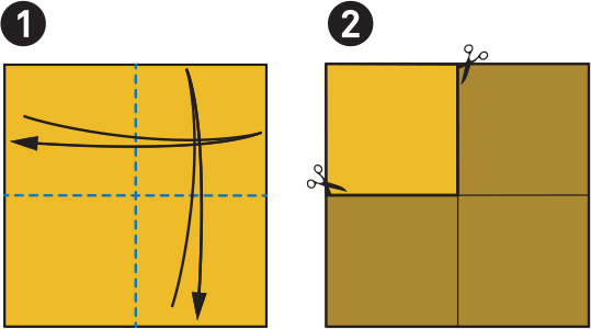 Crease the paper into quarters Cut the paper into a quarter size along the - photo 22