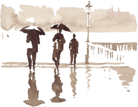 Umbrella People Using only Burnt Umber I reduced my composition to just three - photo 8