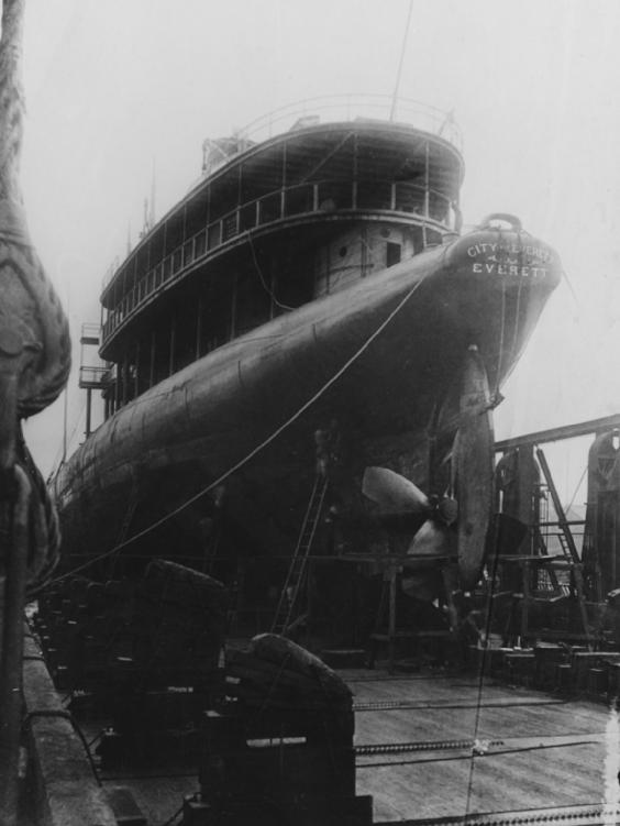 The City of Everett in the lift drydock at the Union Iron Works in San - photo 1